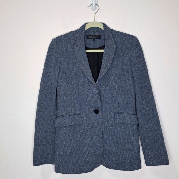 Rag&Bone hazel herringbone blazer blue 2 - Picture 6 of 9